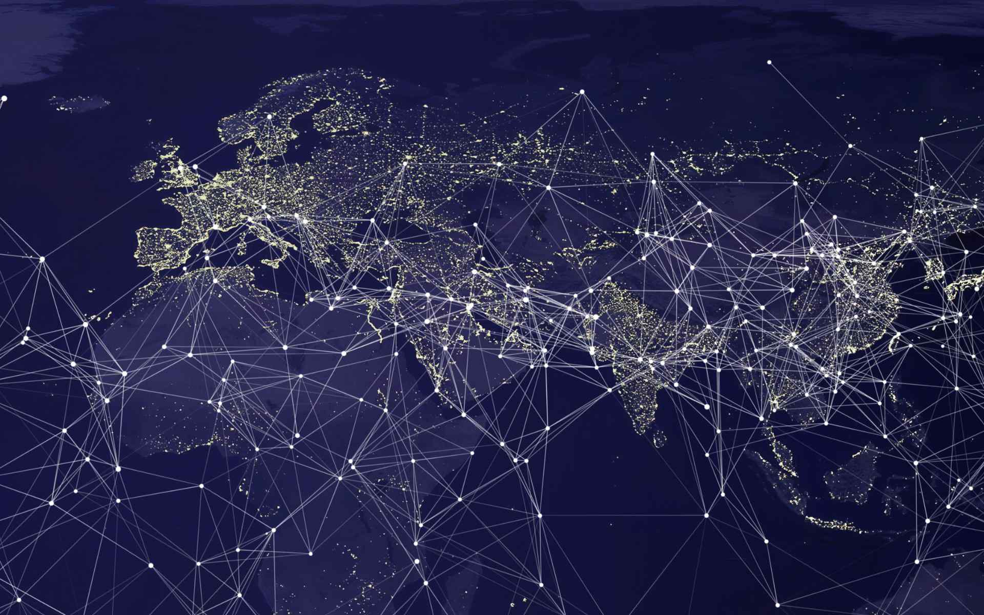 Part of the world map cross-linked by points.